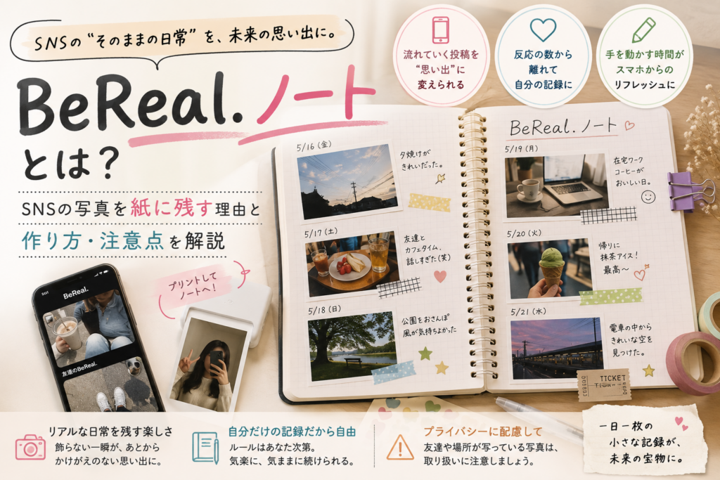 BeReal.ノートとは？SNSの写真を紙に残す理由と作り方・注意点を解