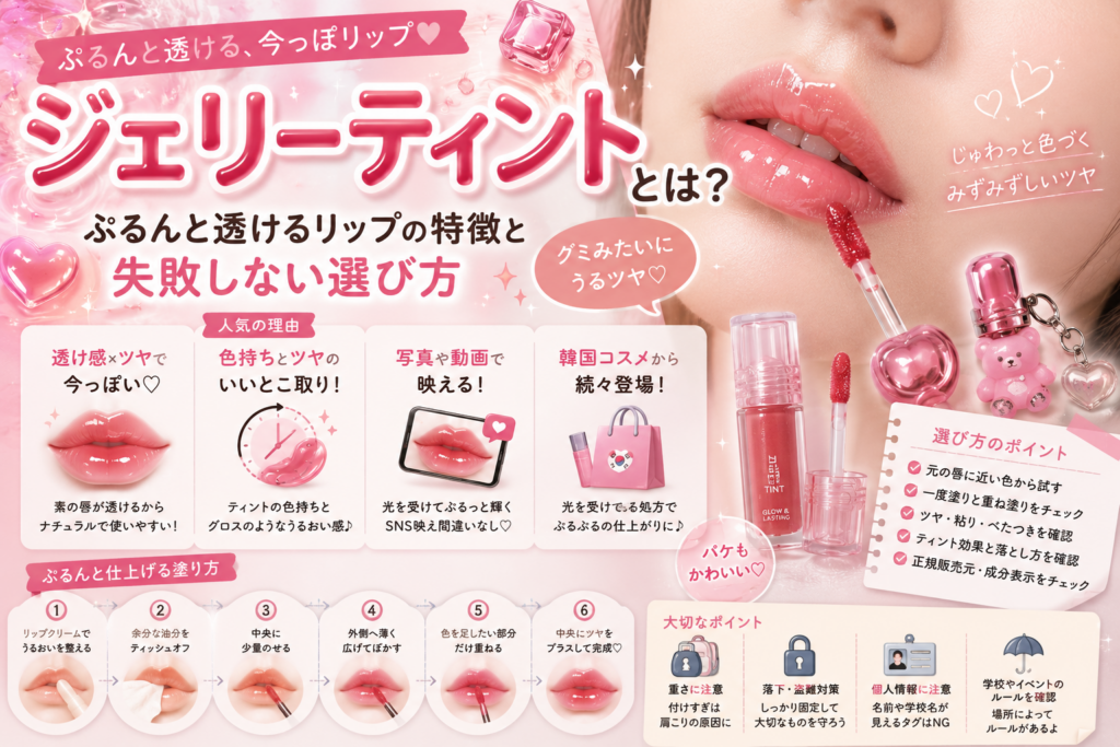 ジェリーティントとは？ぷるんと透けるリップの特徴と失敗しない選び方