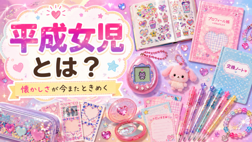 平成女児のきらめき文房具コラージュ